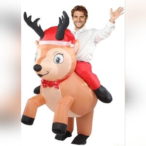 Inflatable Reindeer Costume Unisex Adult Riding Deer Suit Onesie Outfit